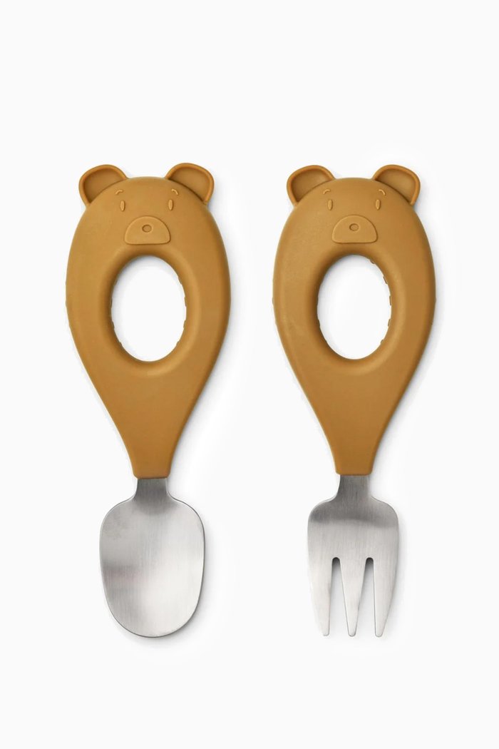 

Stanley Bear-motif Baby Cutlery Set in Silicone & Stainless Steel, Multicolour