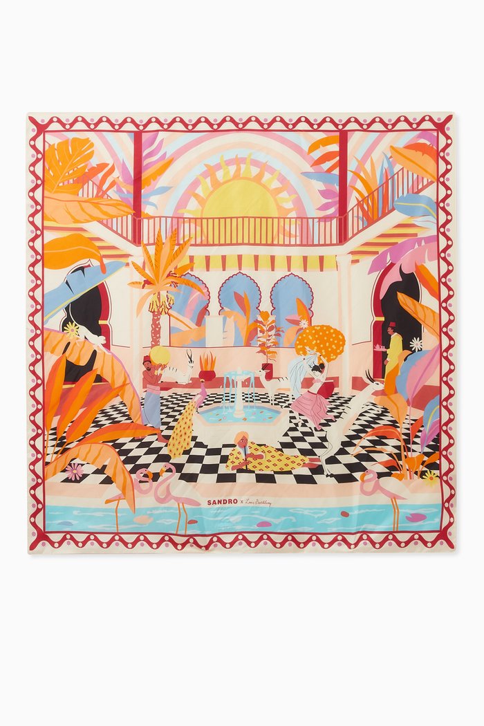 

Scene de Fete Scarf in Silk Twill, Orange