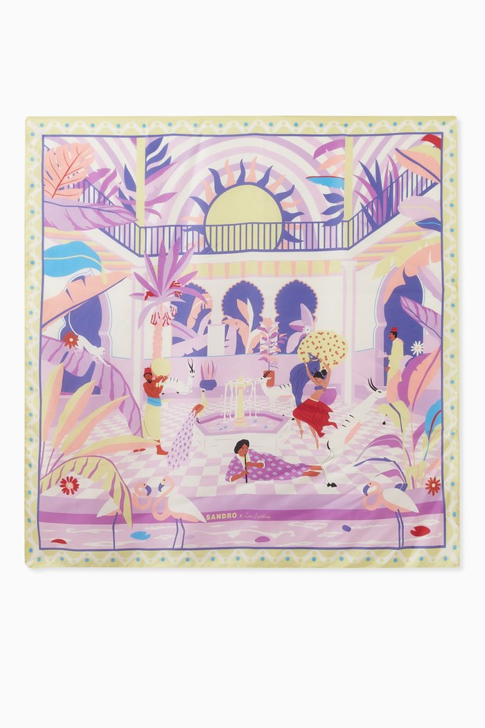 

Scene de Fete Scarf in Silk Twill, Purple