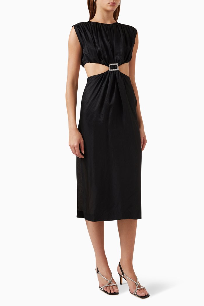 

Plaza Midi Dress in Fluid Acetate, Black