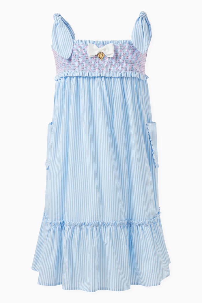 

St. Ives Stripes-print Dress in Cotton-blend, Blue