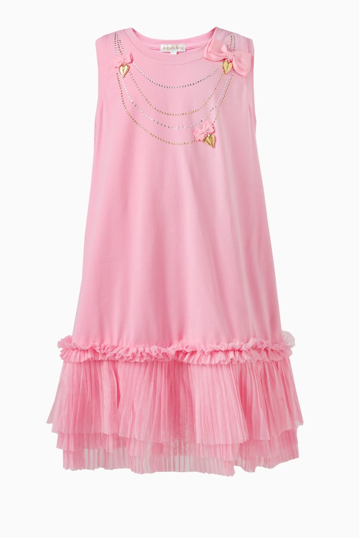 

Texas Necklace-motif Dress in Cotton, Pink
