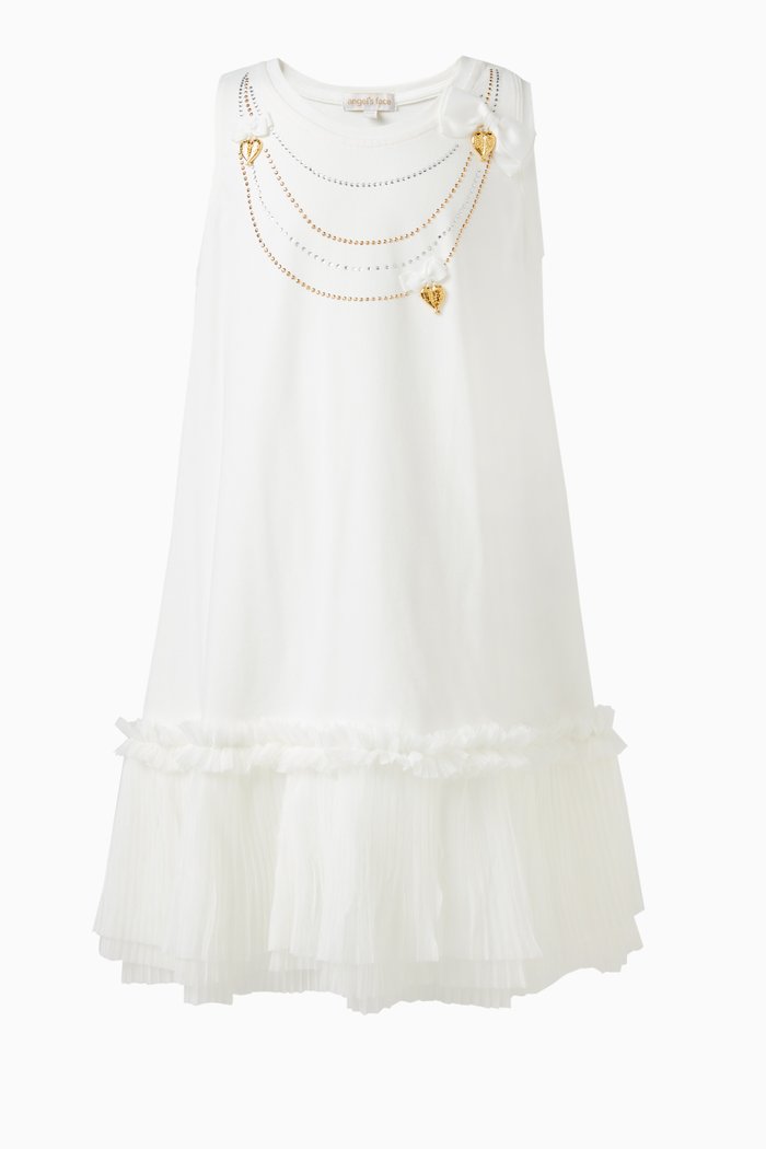 

Texas Necklace-motif Dress in Cotton, White
