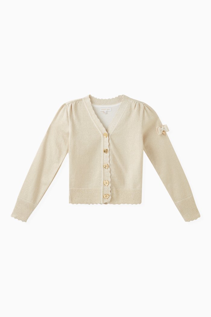 

Klara Bow-applique Cardigan in Cotton, Gold