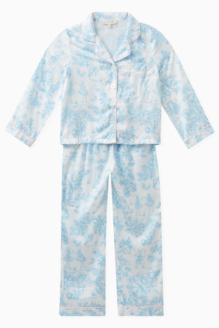 

Aretha Rabbit Snowdrop Long Pyjamas in Polyester, Blue