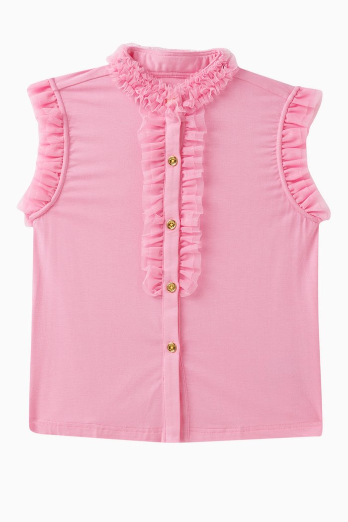 

Edina Ruffled Blouse in Viscose, Pink