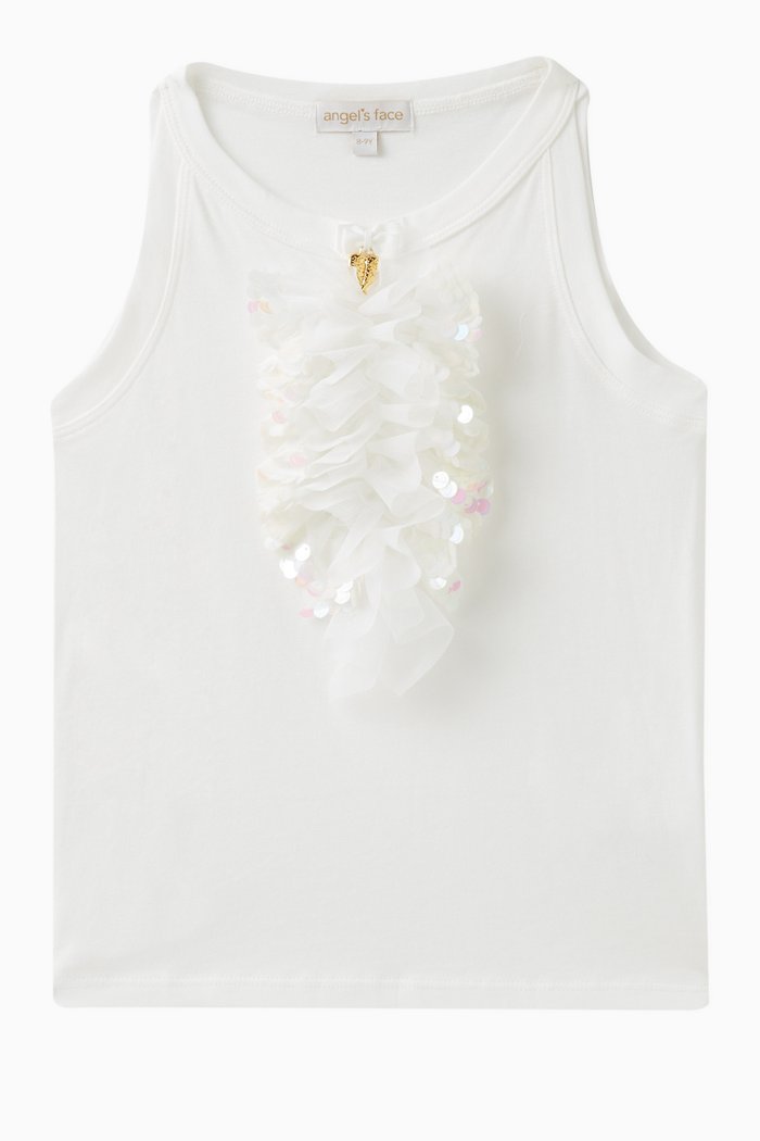 

Lynne Tulle-bib Top in Cotton-blend, White