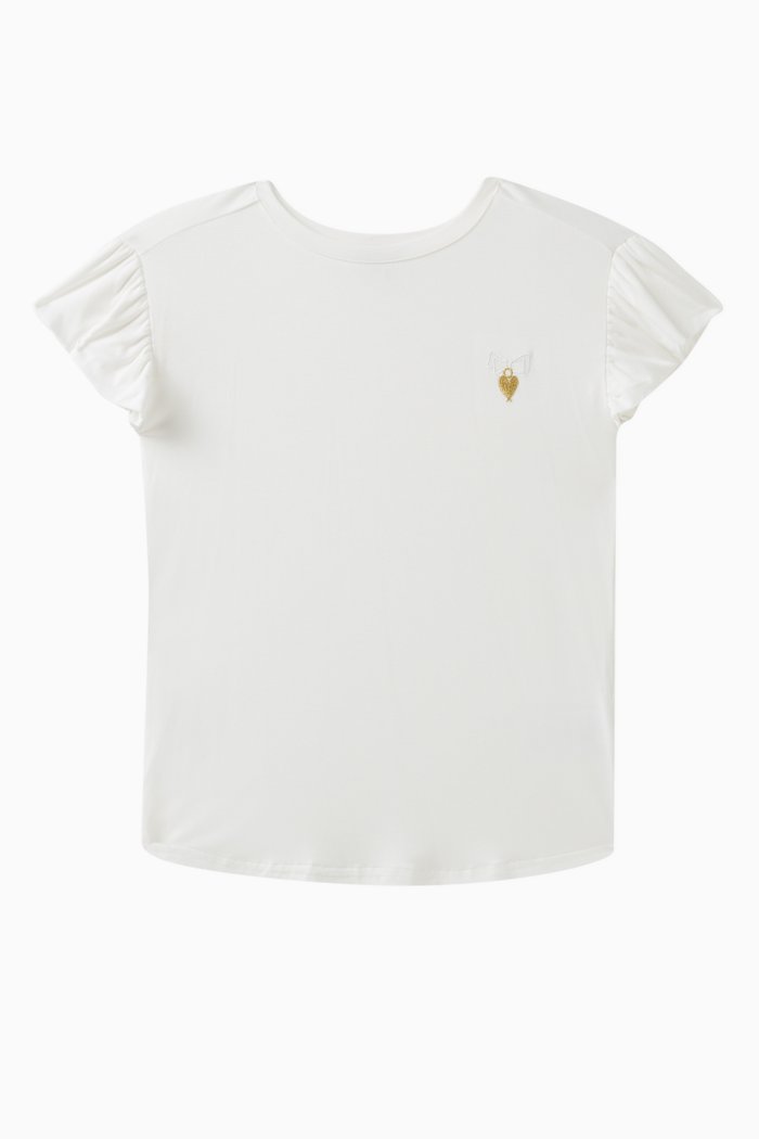 Spring Sequined-wings T-shirt in Viscose, White