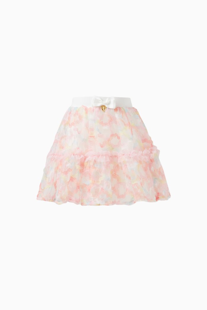 

Krisskross Ruffle Tulle Skirt in Polyester, Pink