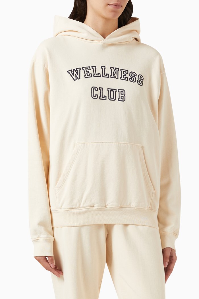

Wellness Club Flocked Hoodie in Cotton, Neutral