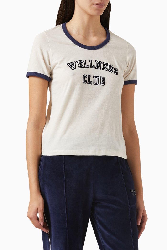 Wellness Club Ringer T-shirt in Cotton, Neutral