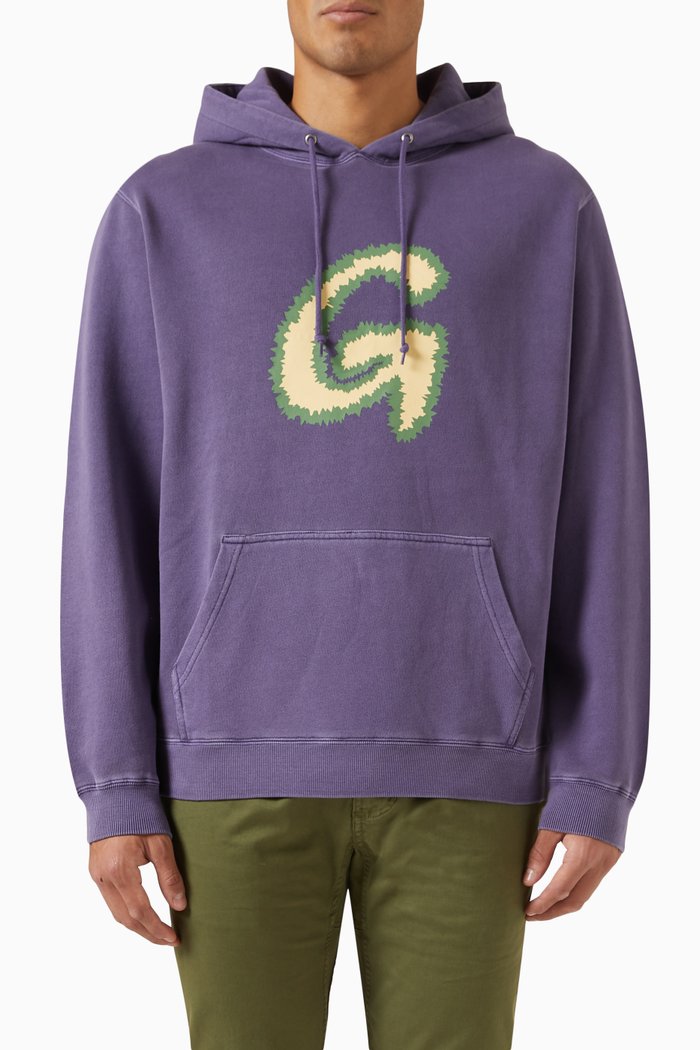 

Fuzzy G-Logo Hooded Sweatshirt in Cotton, Purple