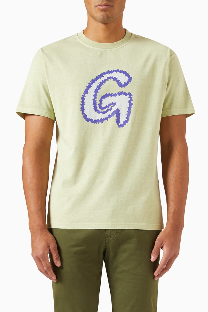 

Fuzzy G-Logo Print T-shirt in Cotton, Green