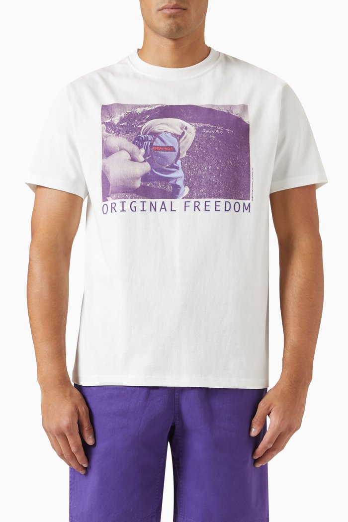 

Original Freedom Logo Print T-Shirt in Cotton, White