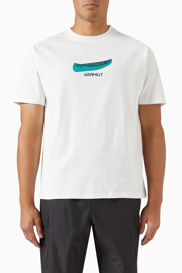 

Canoe Logo Print T-Shirt in Cotton, White
