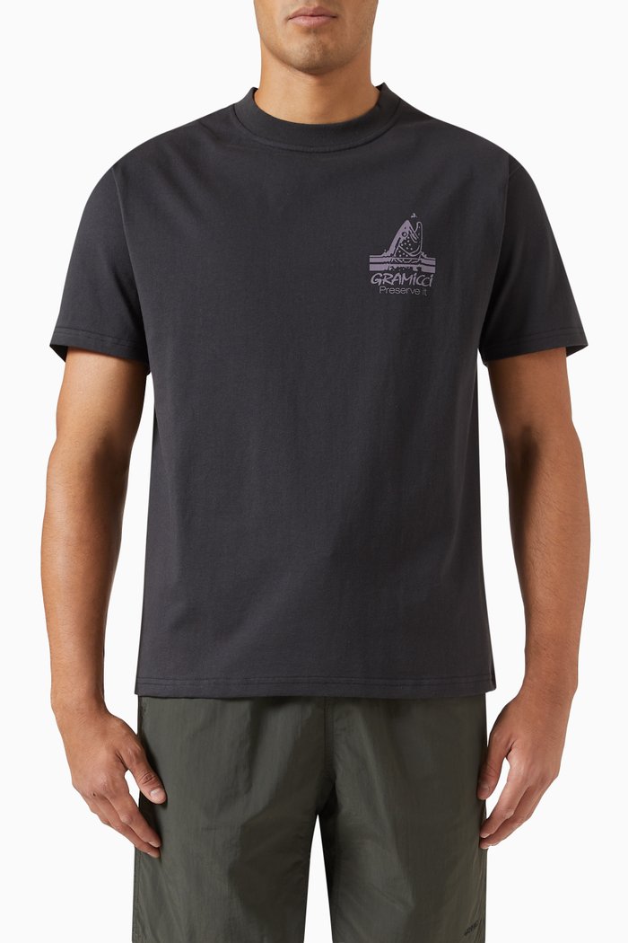 

Trout Logo Print T-Shirt in Cotton, Black