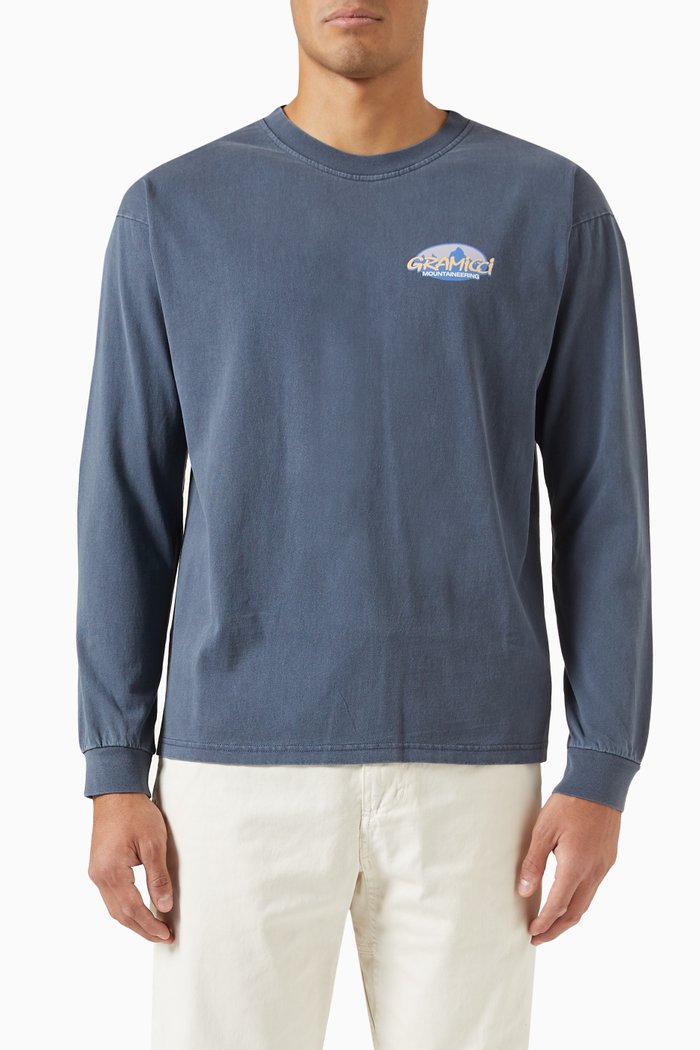 

Summit Print T-shirt in Cotton, Blue