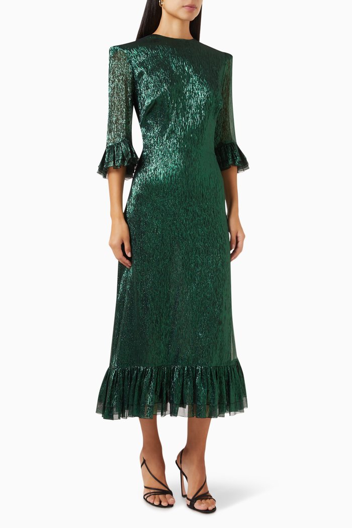

The Falconetti Midi Dress in Silk-lamé, Green