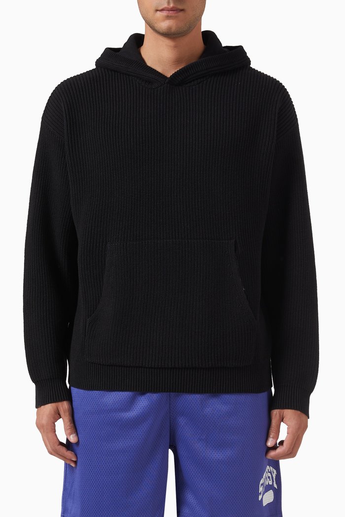 

Oversized Hoodie in Cotton Knit, Black