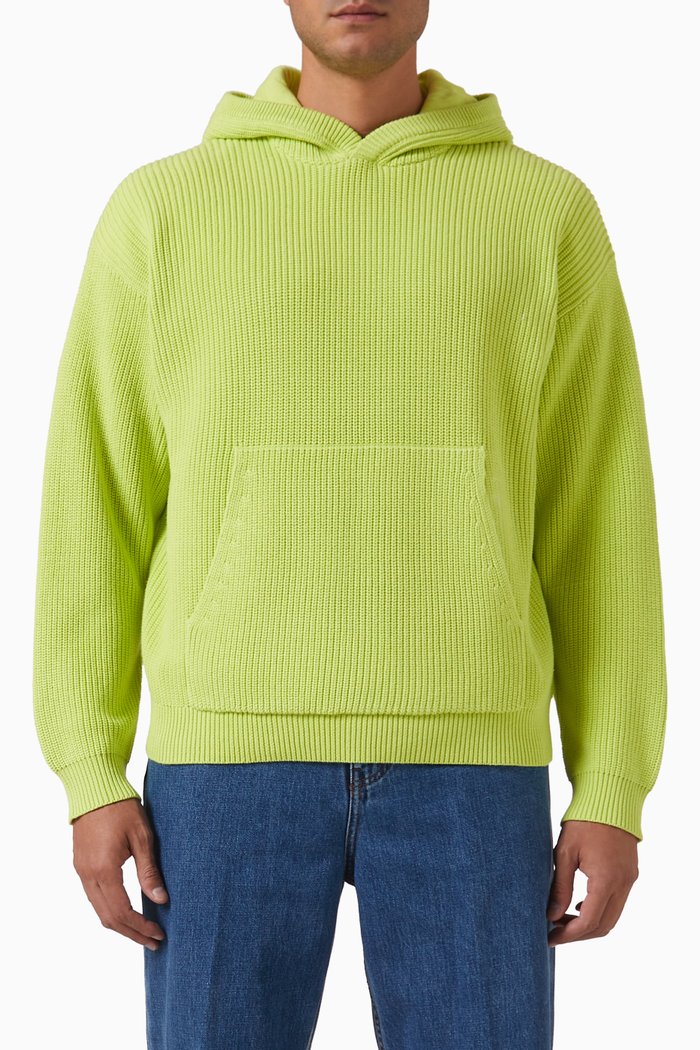 

Oversized Hoodie in Cotton Knit, Green