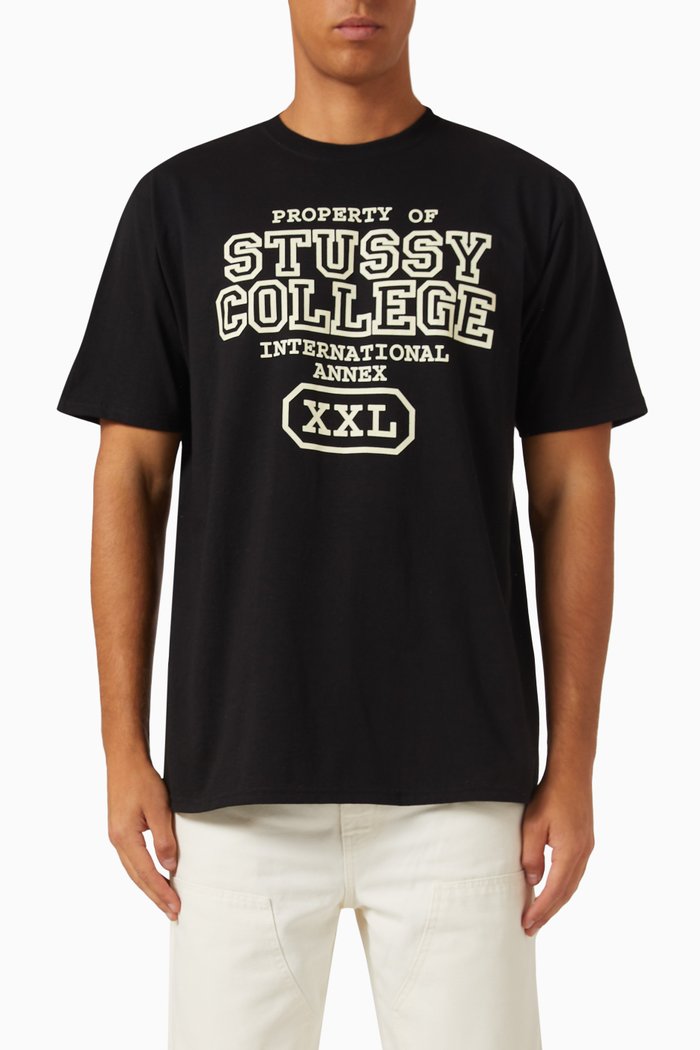 Slogan Print T-shirt in Cotton, Black
