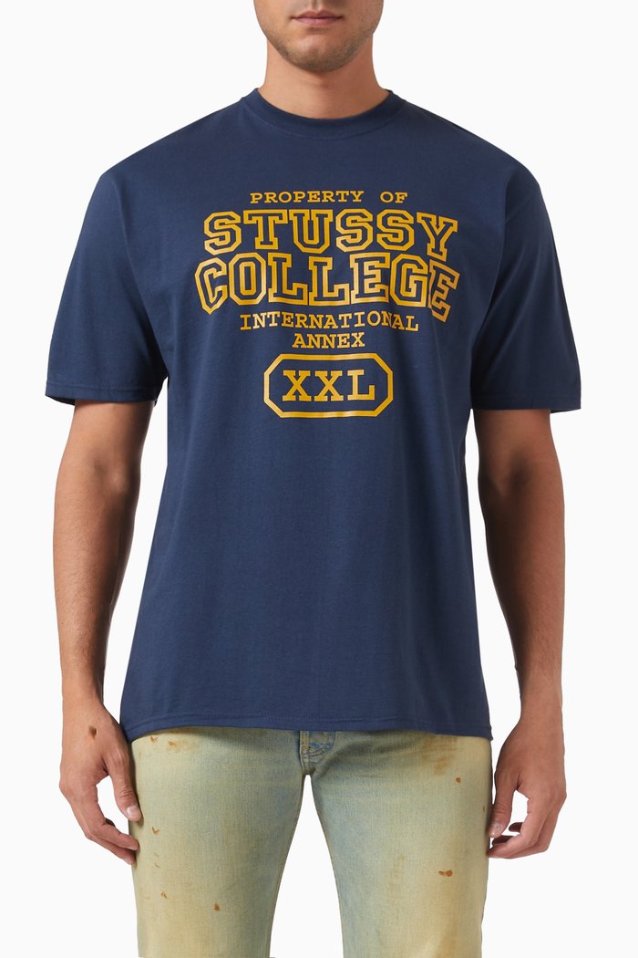 

Slogan Print T-shirt in Cotton, Blue