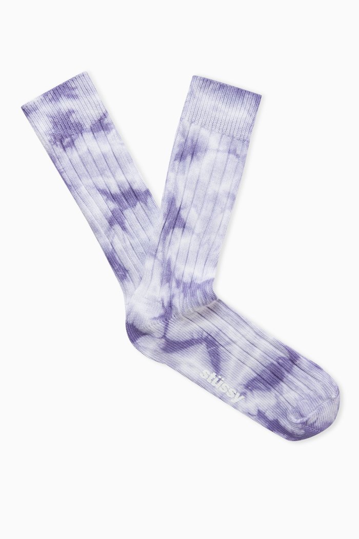 

Dyed Ribbed Crew Socks in Cotton Blend, Multicolour