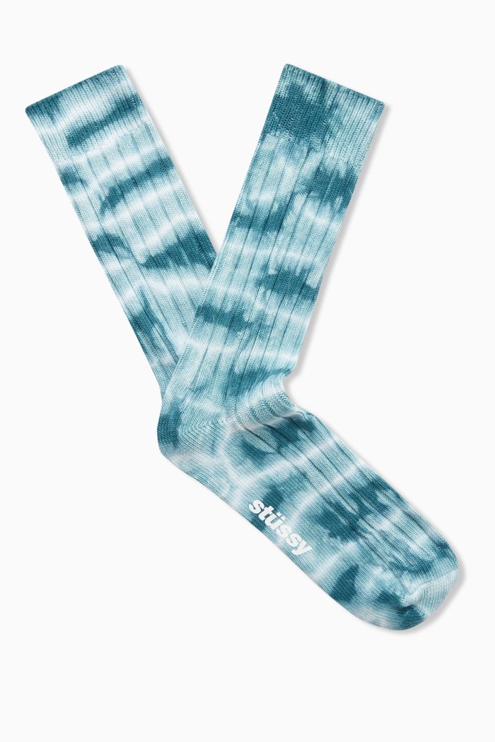 

Dyed Ribbed Crew Socks in Cotton Blend, Multicolour