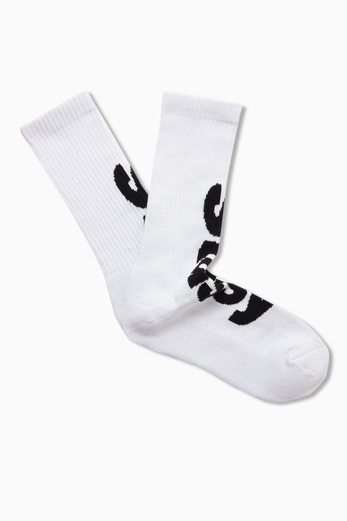 

Big Logo Detail Crew Socks in Cotton Blend, White