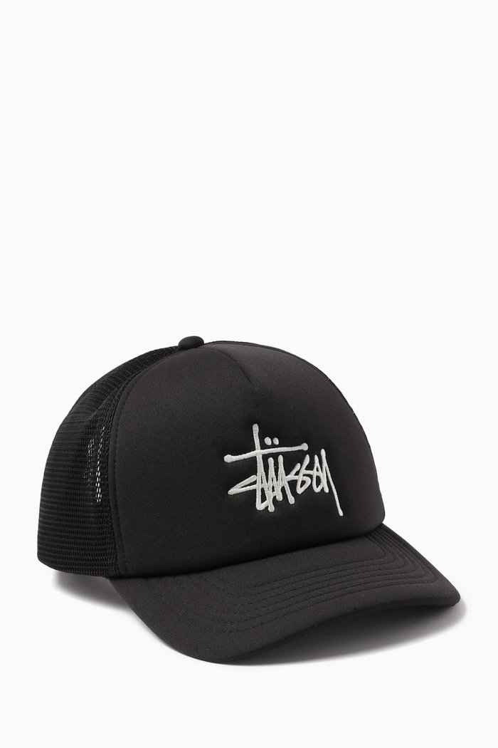 Big Basic Trucker Cap in Nylon & Mesh, Black