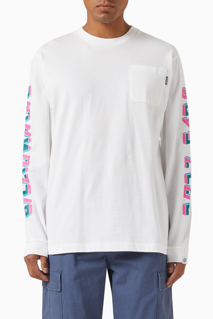 

Geometric Logo Long-sleeve T-shirt in Cotton Jersey, White