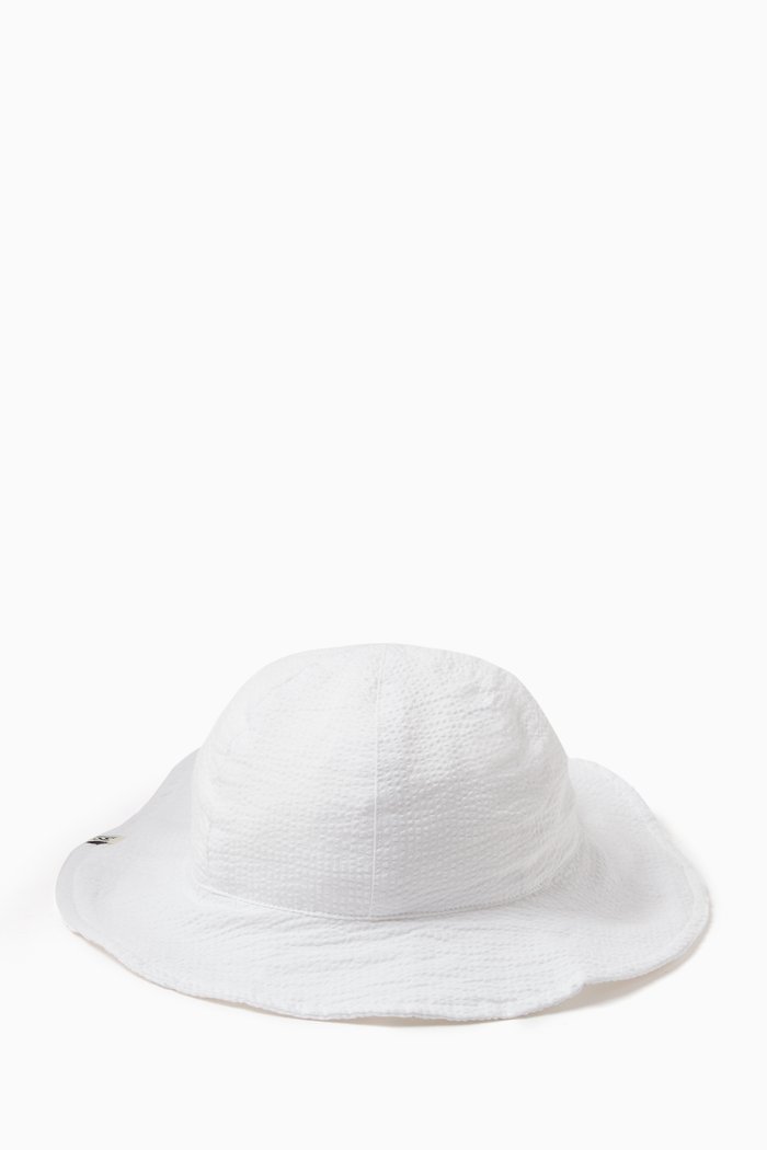 

Amelia Reversible Sun Hat in Cotton, White