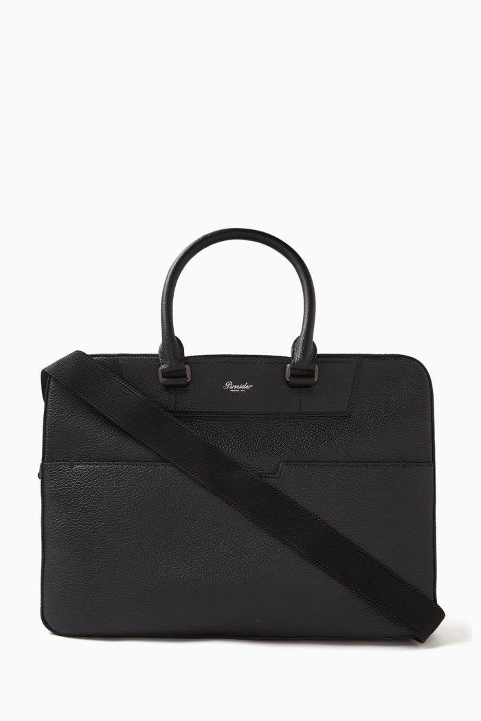 360 Briefcase in Calfskin Leather, Black