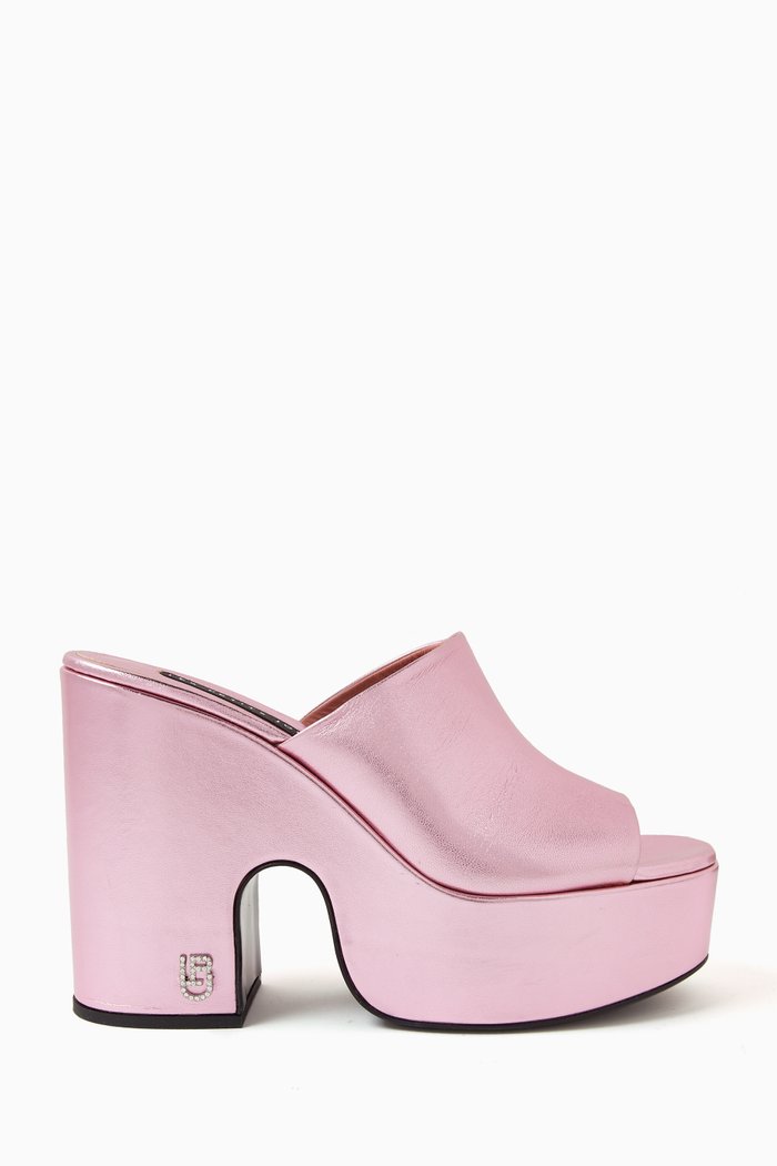 

Bianca 125 Mules in Laminated Leather, Pink