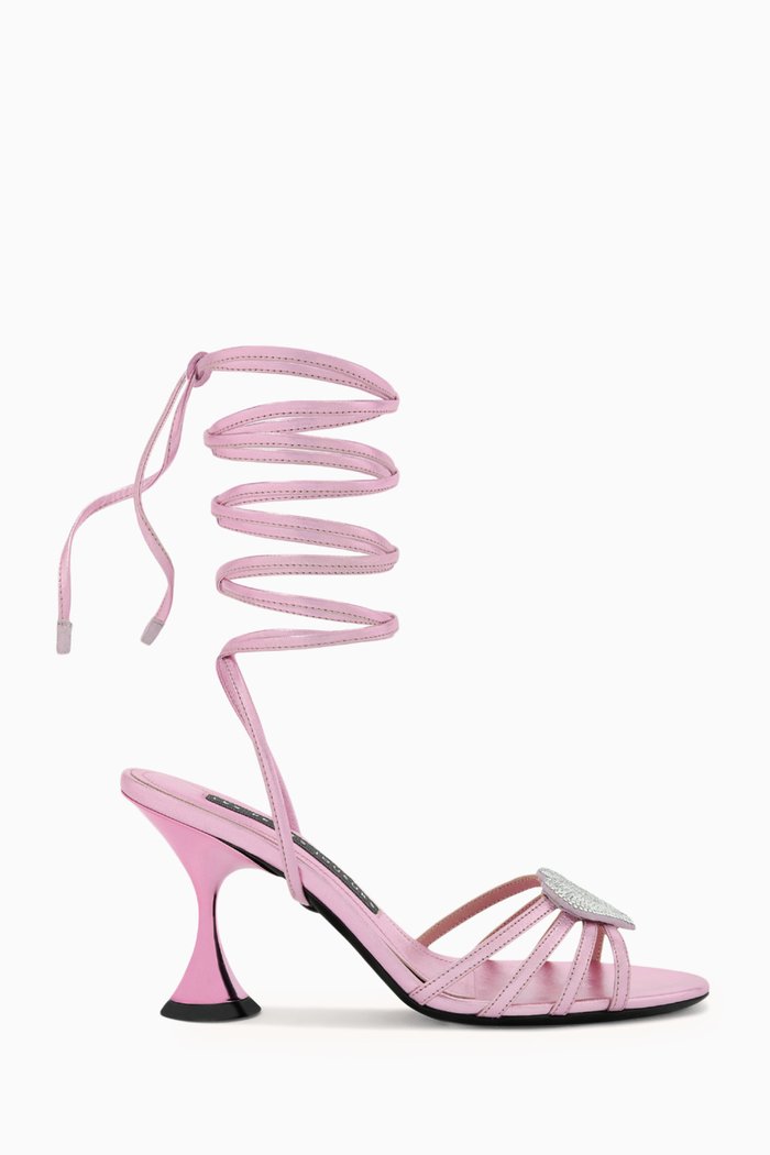

Kaia 85 Slip-on Mules in Metallic Leather, Pink
