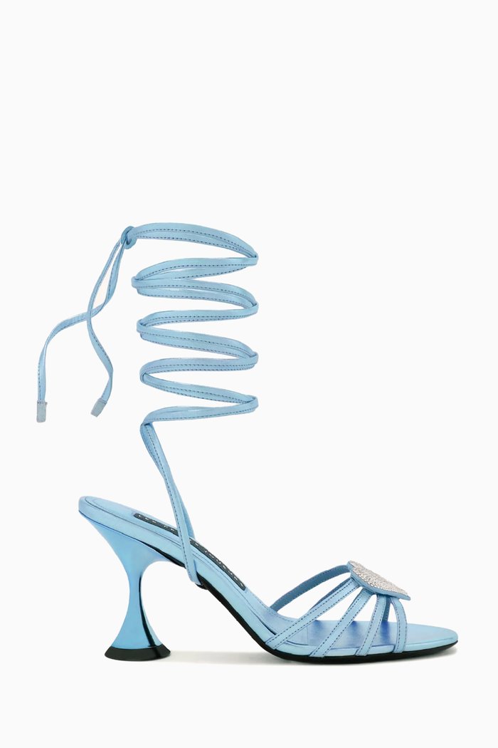 

Kaia 85 Sandals in Laminated Leather, Blue