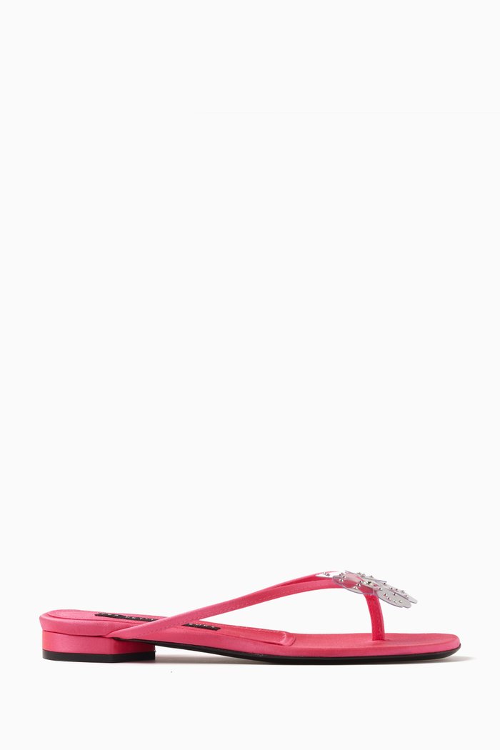 

Talia Flat Sandals in Satin, Pink