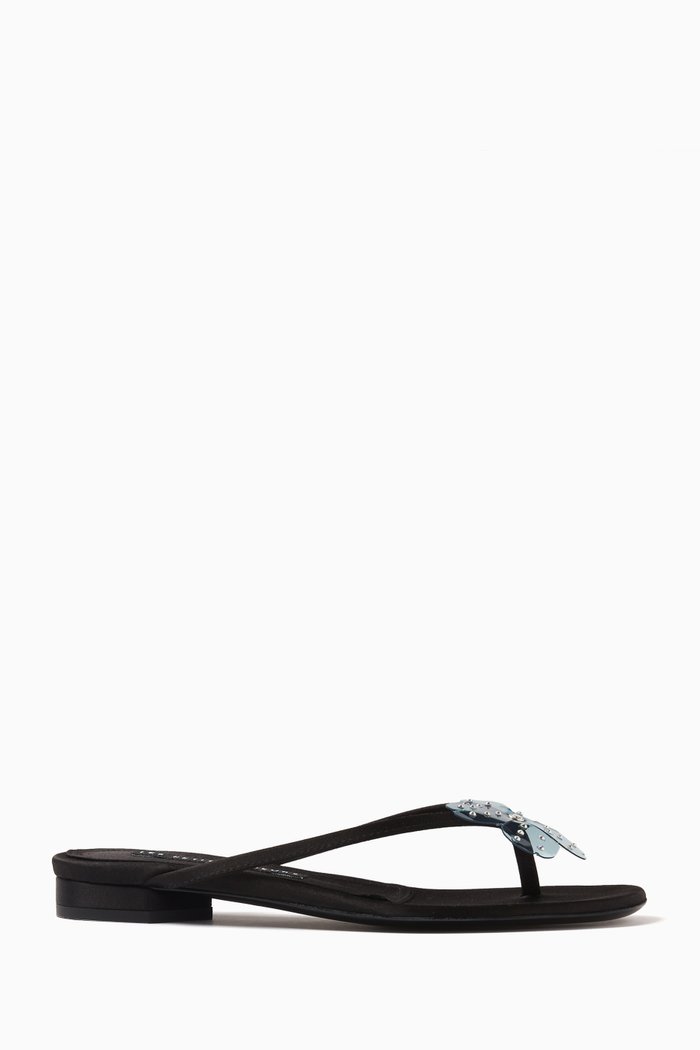 

Talia Flat Sandals in Satin, Black