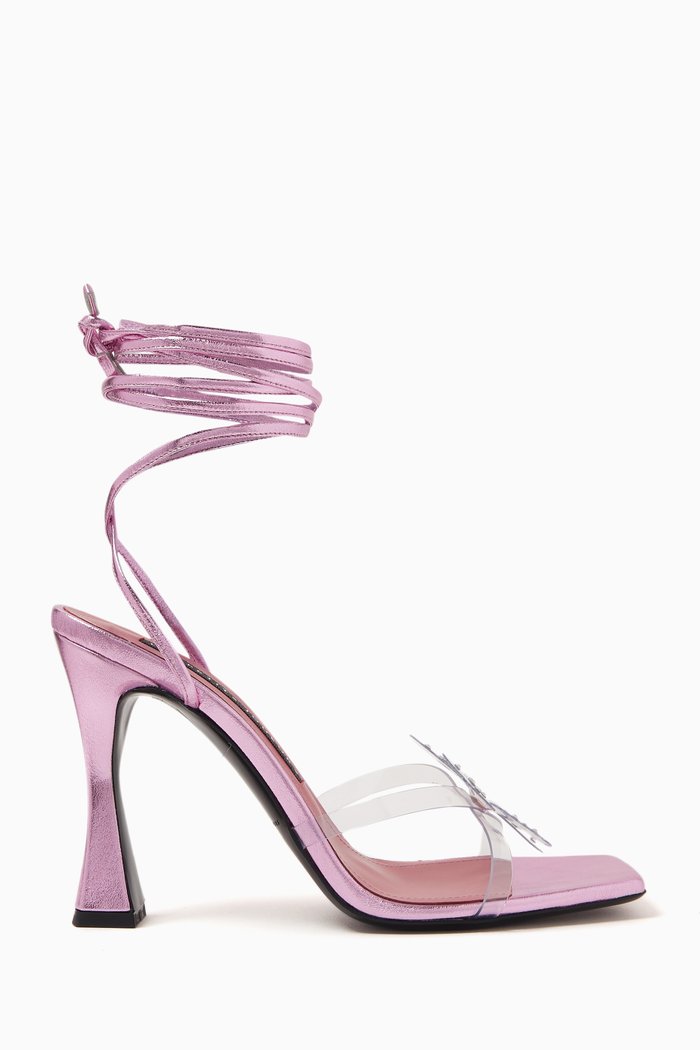 

Nicol 100 Wrap-around Sandals in Laminated Leather & PVC, Pink