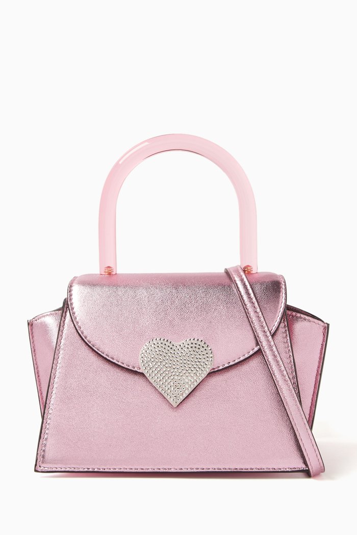 

Mini Allegra Heart Bag in Laminated Leather, Pink
