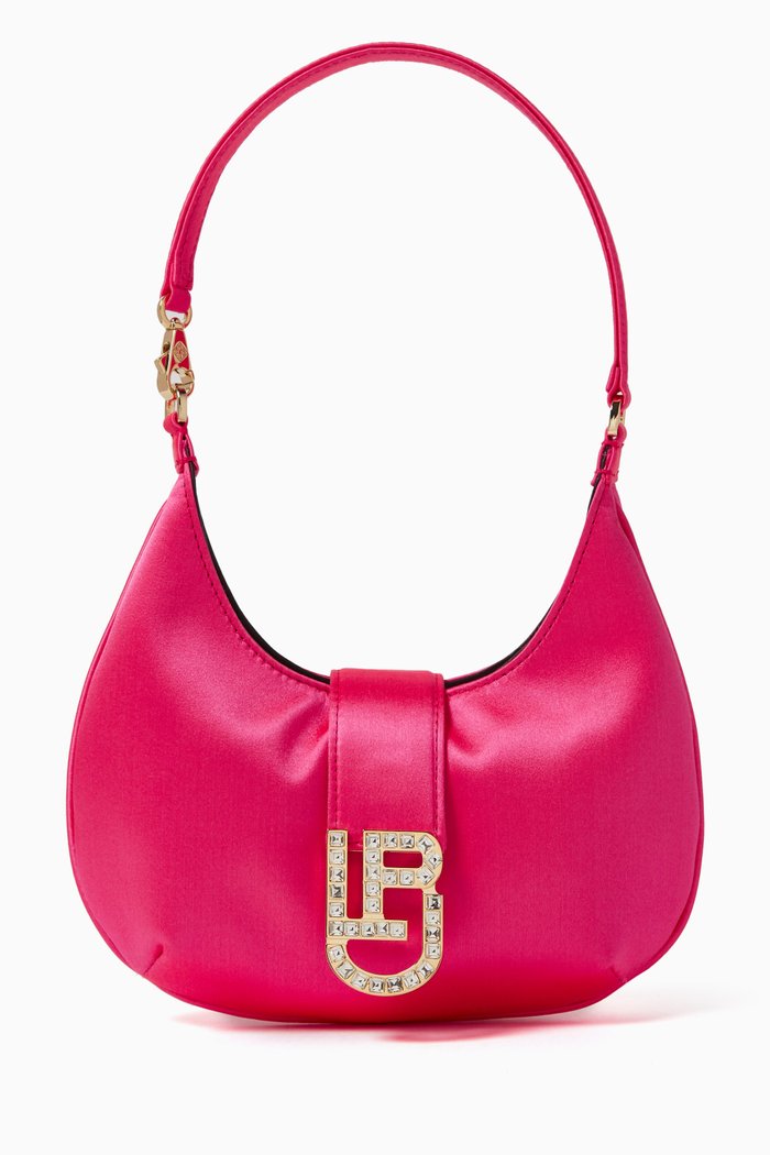 

Small Cindy Baguette Bag in Satin, Pink