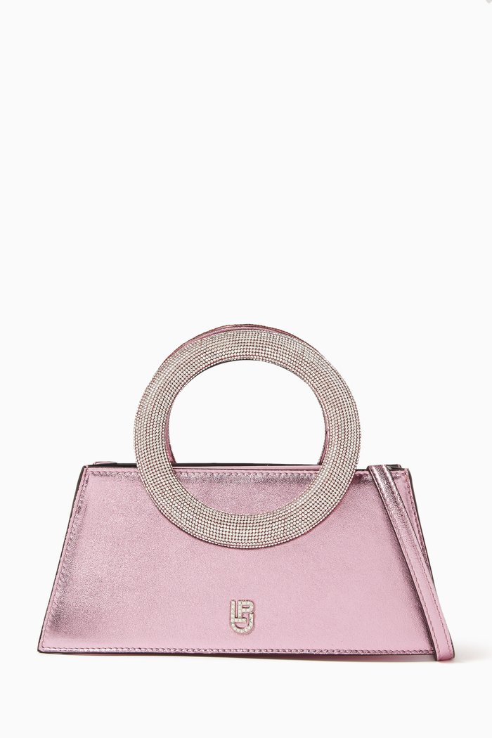 

Trapezio Pochette Bag in Laminated Leather, Pink