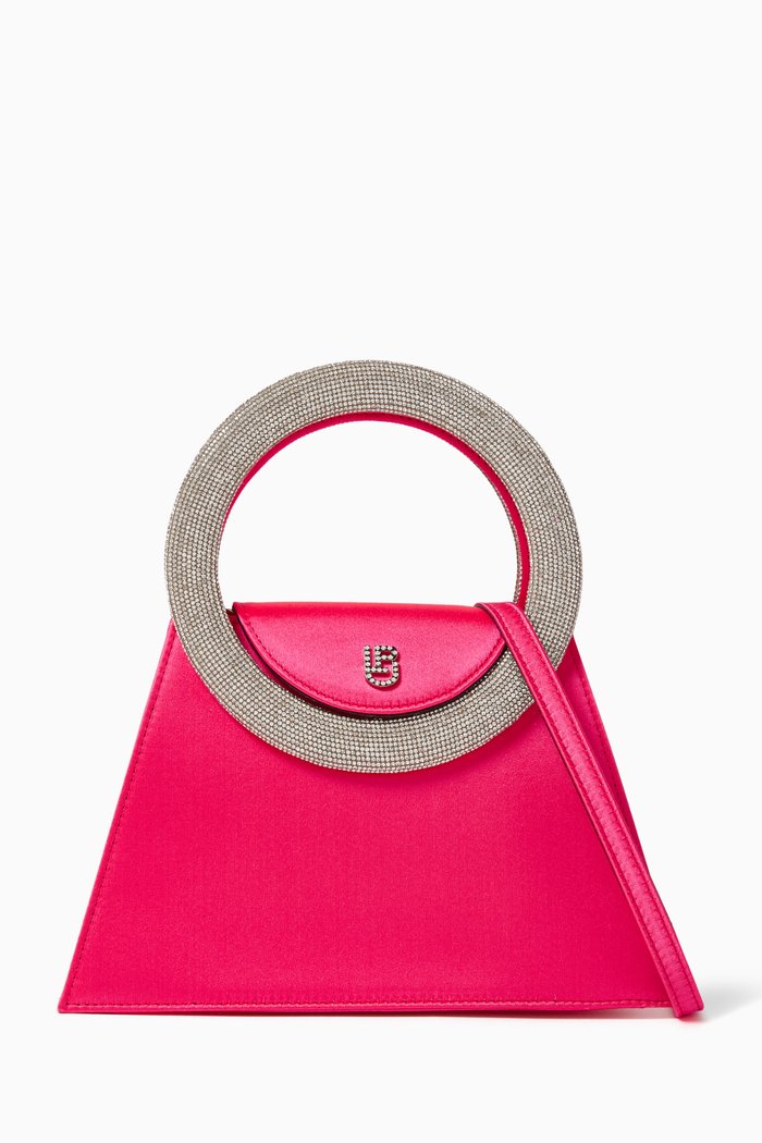 

Small Trapezio Bag in Satin, Pink