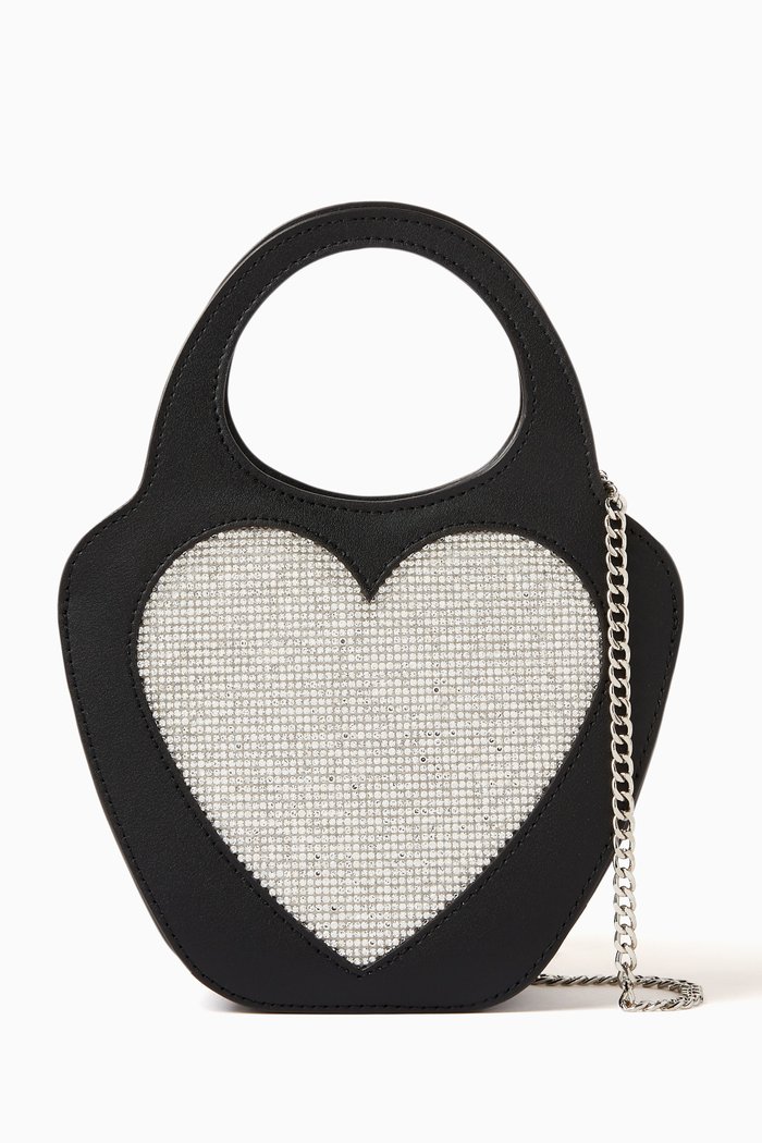 

Heart Top Handle Bag in Smooth Leather, Black