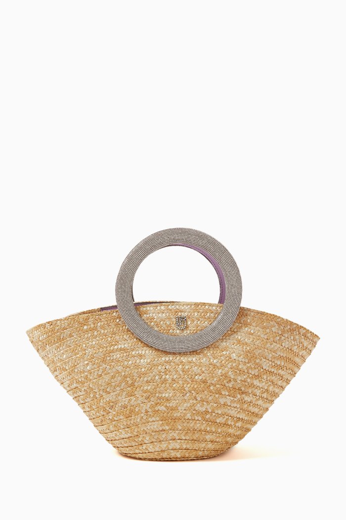 

Trapeze Tote Bag in Raffia, Neutral