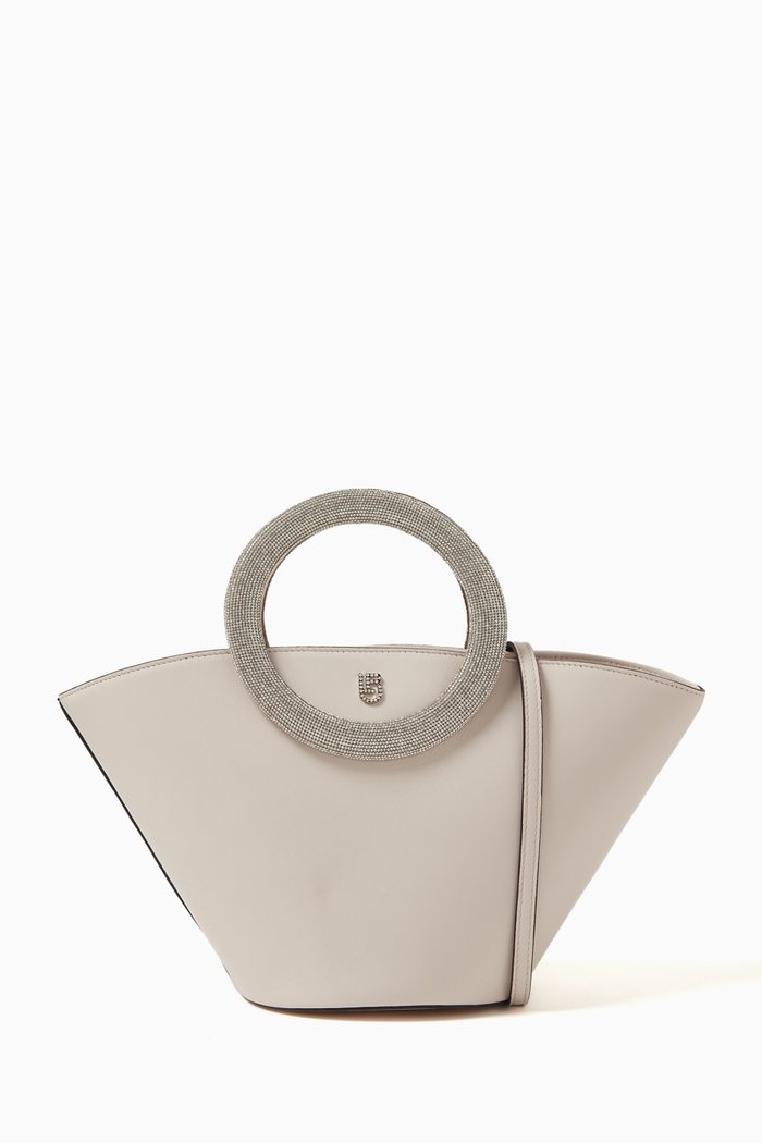 Trapeze Tote Bag in Nappa Leather, White