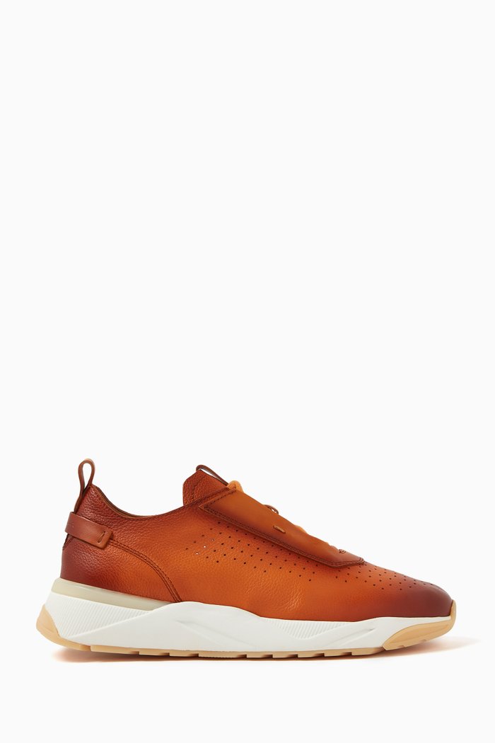 

Logo Low-top Sneakers in Patina Calfskin, Orange