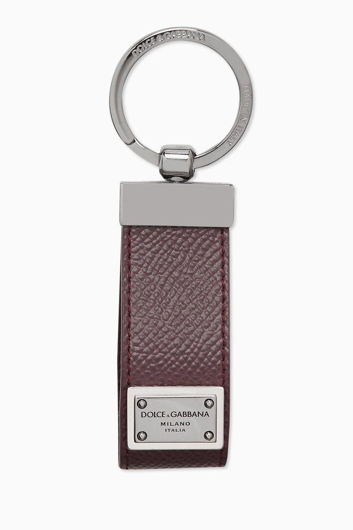 

Logo-badge Keyring in Leather, Red