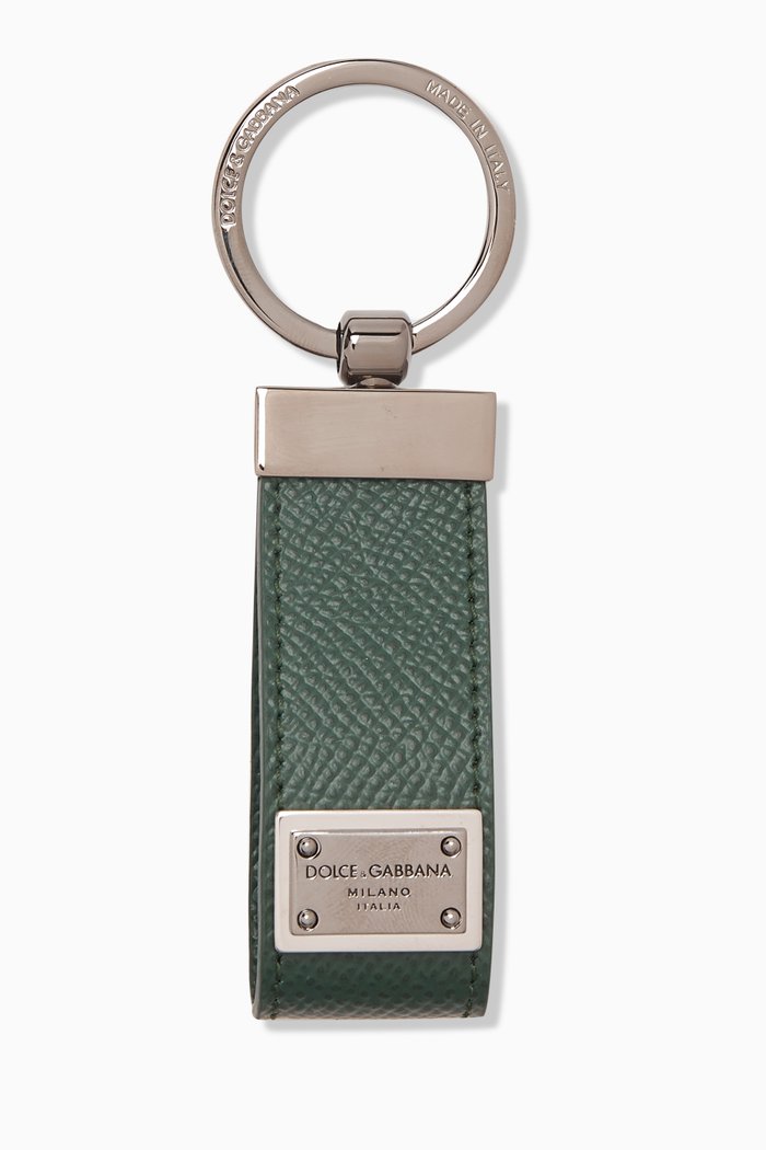 

Logo-badge Keyring in Leather, Green