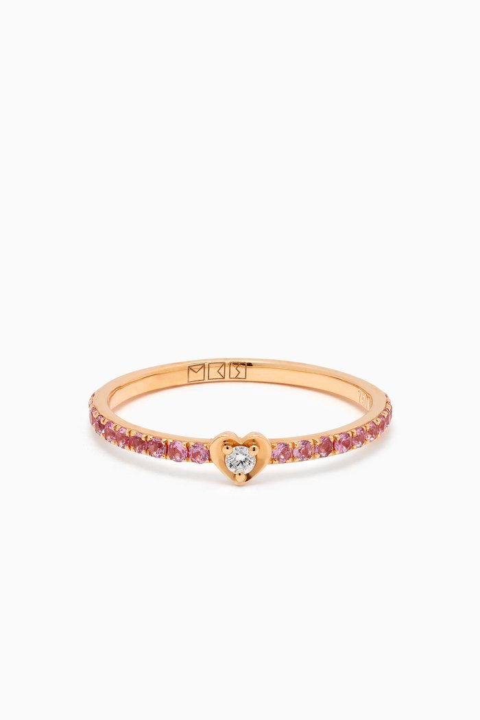 

Little Heart Pink Sapphire & Diamond Ring in 18kt Gold, Yellow